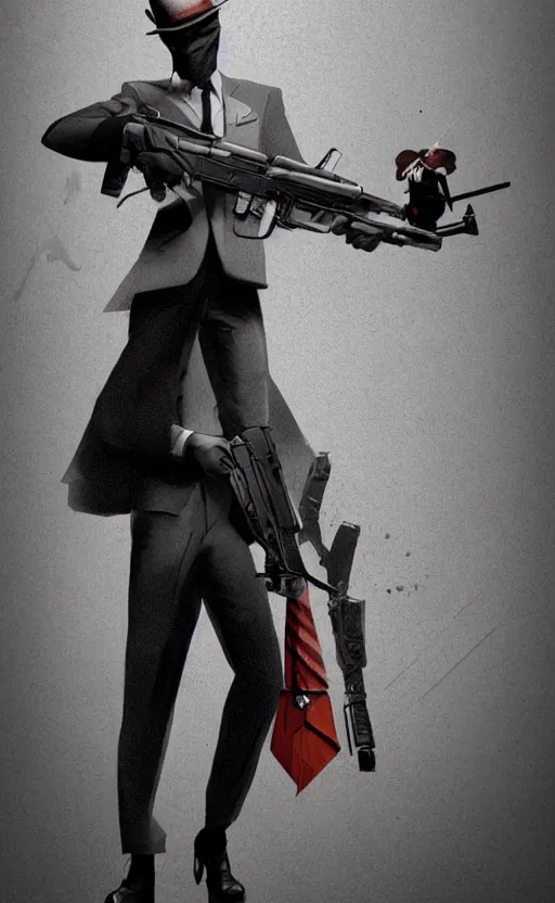 Prompt: a jackrabbit as a hitman, suit and tie, with silenced gun, dynamic lighting, fantasy concept art, trending on art station, stunning visuals, creative, cinematic, ultra detailed