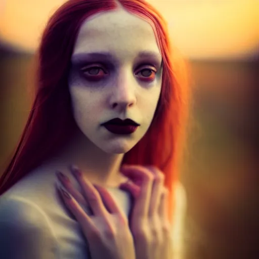 Prompt: photographic portrait of a stunningly beautiful english emo gothic renaissance female in soft dreamy light at sunset, soft focus, contemporary fashion shoot, in a tim burton movie, by edward robert hughes, annie leibovitz and steve mccurry, david lazar, jimmy nelsson, extremely detailed, breathtaking, hyperrealistic, perfect face, octane render