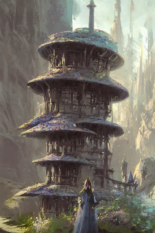 Prompt: a detailed magical wizard's tower, elegant, digital painting by craig mullins, andrea rocha, syd mead, artgerm.