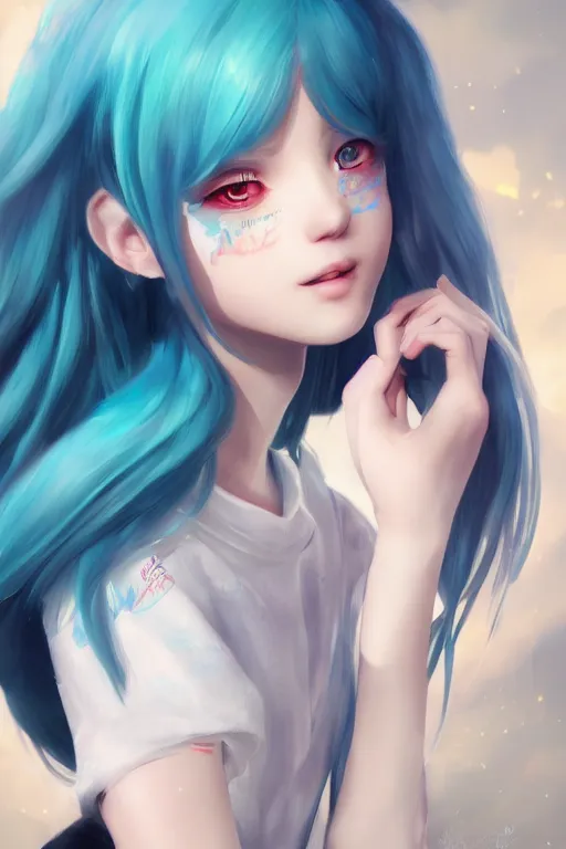 Image similar to beautiful, miku, digital painting, portrait , cinematic lighting, highly detailed, concept art, Atmosphere, illustration, smooth, sharp focus, editor's pickup, trending on artstation, trending on deviantart