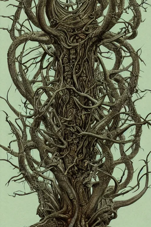 Prompt: Yggdrasil the tree of life by H R Giger and Moebius, trending on artstation