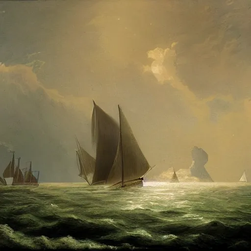 Image similar to sailing off the edge of the world, romanticism artwork
