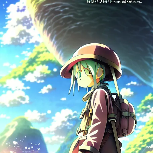 Image similar to Made In Abyss anime cover art, 4K, Illustration by Akihito Tsukushi, Anime Key Visual, Anime Production by Kinema Citrus