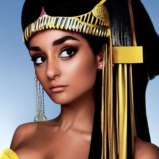 Image similar to cleopatra with the face of ariana grande