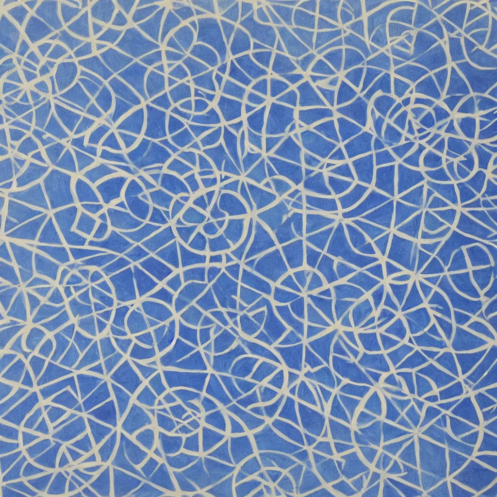 Image similar to a impasto oil painting of beautiful, symmetric indian pattern, blue! and white colors, ultra high details, symmetry, large hexagons!! shapes