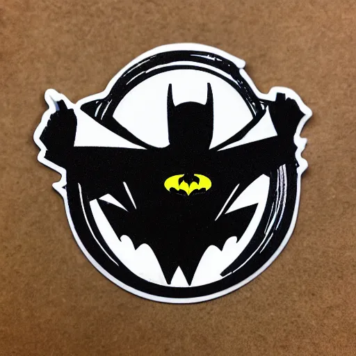 Image similar to die cut sticker, batman breakdancing in techwear splatter paint