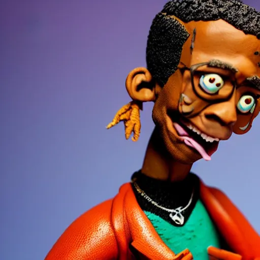 Image similar to a cartoon claymation medium close up sculpture of Travis Scott, in the style of Robot Chicken