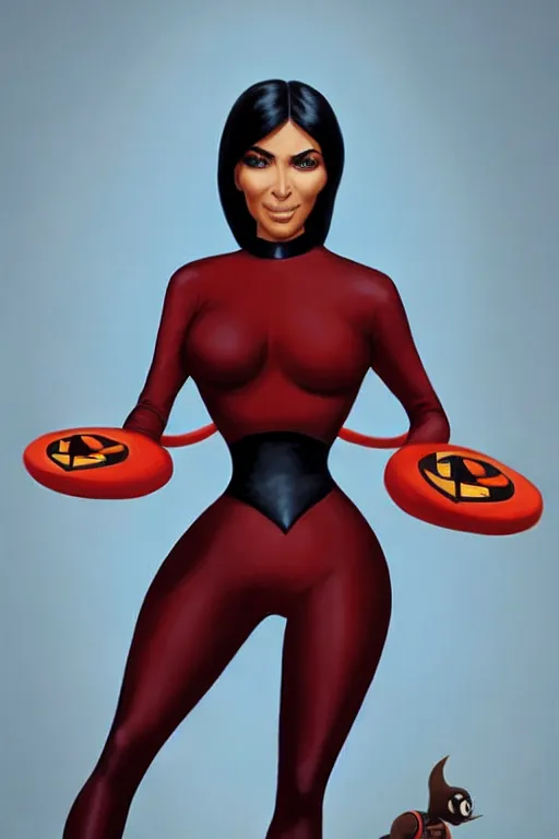 Image similar to kim kardashian as elastic girl from the incredibles, highly detailed, d & d, fantasy, highly detailed, digital painting, trending on artstation, concept art, sharp focus, illustration, art by artgerm and greg rutkowski and fuji choko and viktoria gavrilenko and hoang lap