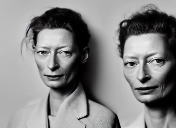 Image similar to professional fine detailed photo portrait of young tilda swinton from makhachkala, dagestan. kid tilda swinton in the postsoviet suburbia, iphone photo, instagram, black and white - - cfg _ scale 7