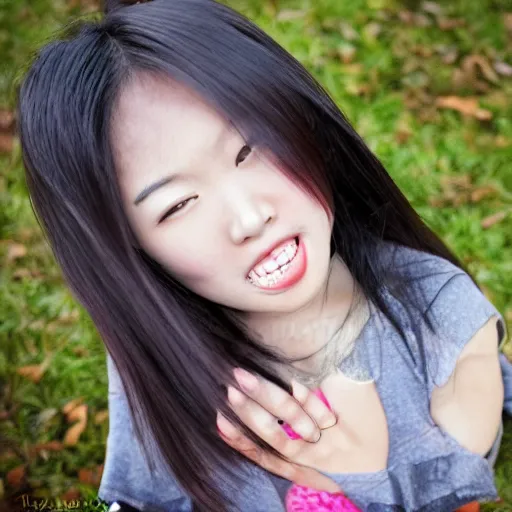 Prompt: asian girl turning into werewolf