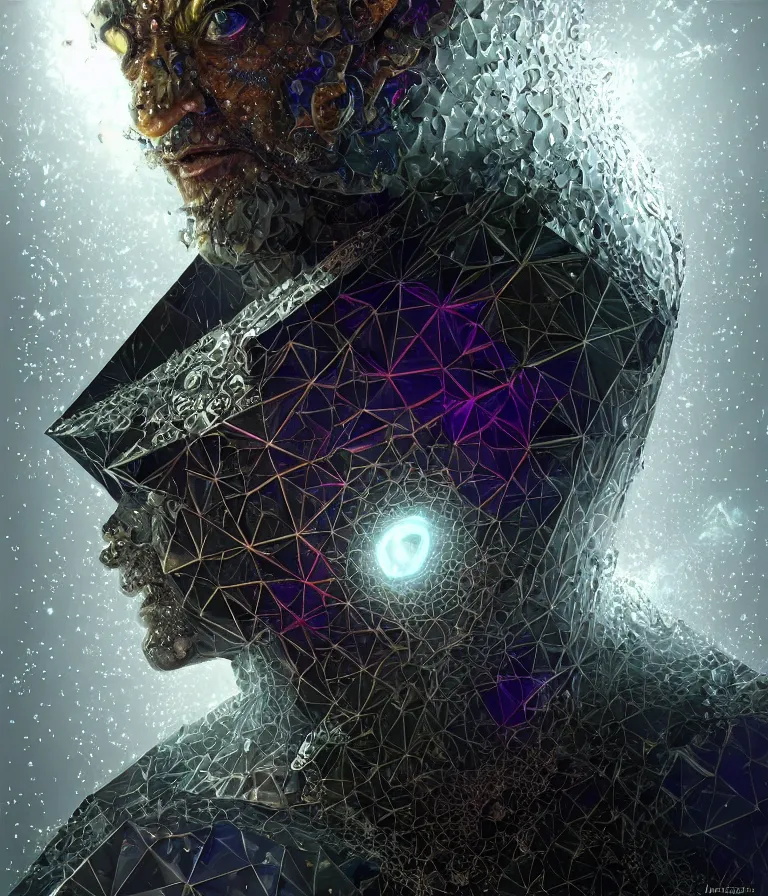 Prompt: front!!! shot of a court jester!!! character, mesmerizing fractal hypercubes, platinum cracked, dark holography!!!, future, metallic galactic, crystalline edges, polygonal, elegant, highly detailed, centered, (((artstation, concept art, jagged, sharp focus, artgerm, Tomasz Alen Kopera, Peter Mohrbacher, donato giancola, Joseph Christian Leyendecker, WLOP, Boris Vallejo))), ((raytracing)), mugshot!!!!!, ugly!!!!!!, octane render, nvidia raytracing demo, octane render, nvidia raytracing demo, octane render, nvidia raytracing demo, 8K, cinematic, masterpiece