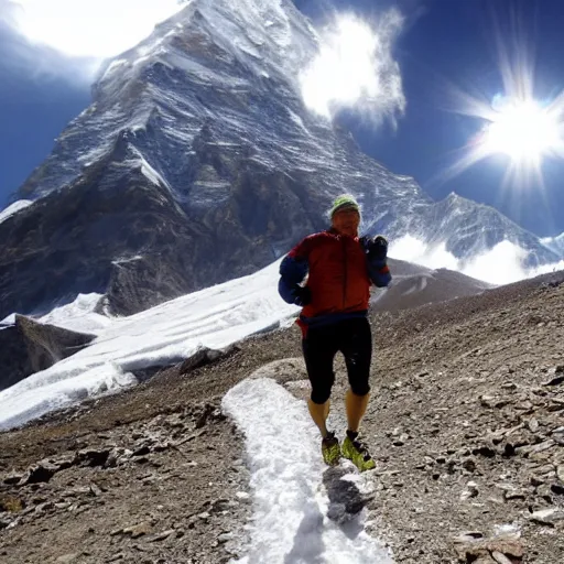 Image similar to man running up mount everest