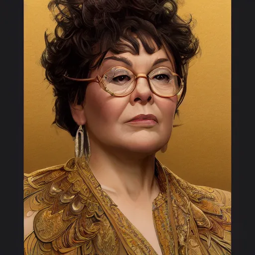 Prompt: roseanne barr, intricate, highly detailed, digital painting, trending on artstation, concept art, smooth, sharp focus, illustration, unreal engine 5, 8 k, art by artgerm and greg rutkowski and alphonse mucha