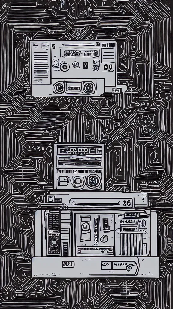 Image similar to corporate gen - x cyber illustration of a radio by skolos wedell