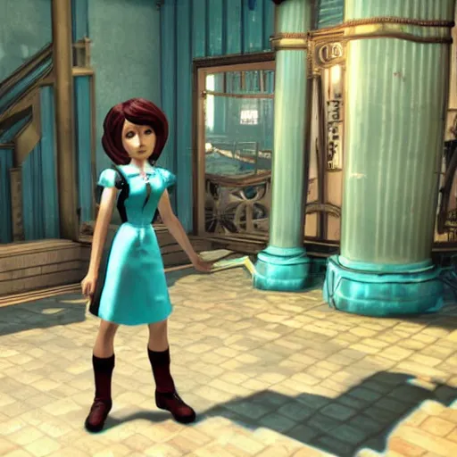 Image similar to screenshot from bioshock infinite, hatsune miku