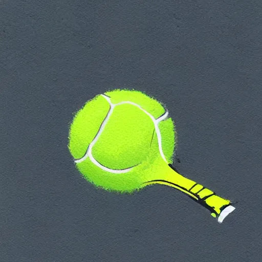 Image similar to a tennis ball monster ,tennis court, tennis racket, digital art, fantasy, magic, trending on artstation, ultra detailed, professional illustration by Basil Gogos