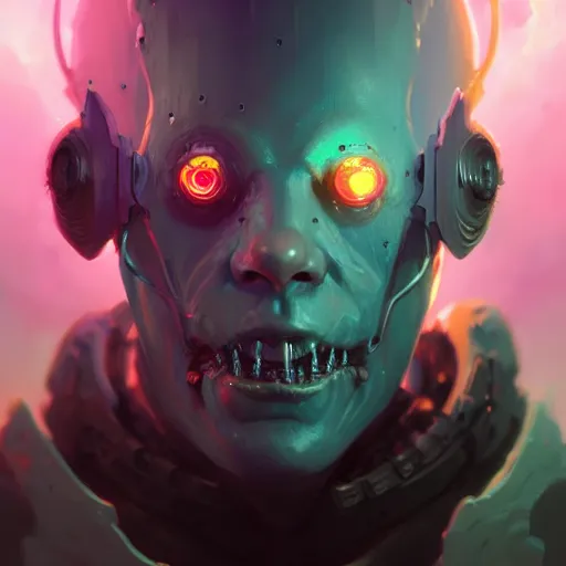 Image similar to a portrait of a cybernetic frankenstein monster, cyberpunk concept art by pete mohrbacher and wlop and artgerm and josan gonzales, digital art, highly detailed, intricate, sci-fi, sharp focus, Trending on Artstation HQ, deviantart, unreal engine 5, 4K UHD image