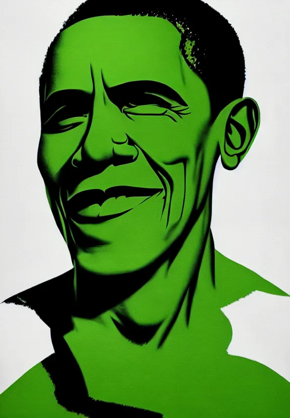 Image similar to Obama Hulk by Andy Warhol and Beeple