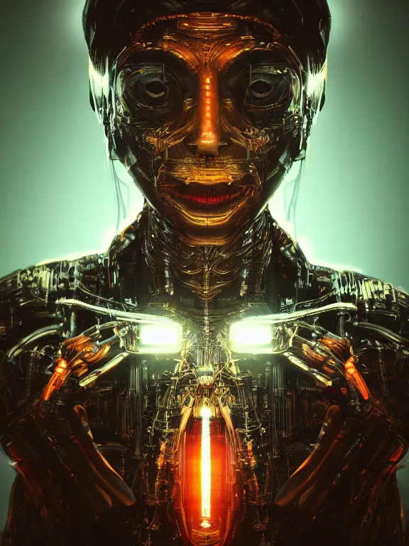 Prompt: portrait art of 8k ultra realistic retro futuristic mummy, lens flare, atmosphere, glow, detailed,intricate,blade runner, cybernetic, full of colour, cinematic lighting, trending on artstation, 4k, hyperrealistic, focused, extreme details,unreal engine 5, cinematic, masterpiece, art by ayami kojima, giger