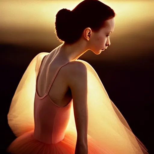 Prompt: photographic portrait of a stunningly beautiful ballet dancer renaissance female in soft dreamy light at sunset, beside the river, soft focus, contemporary fashion shoot, hasselblad nikon, in a denis villeneuve movie, by edward robert hughes, annie leibovitz and steve mccurry, david lazar, jimmy nelsson, hyperrealistic, perfect face