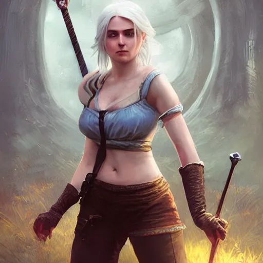 Image similar to ciri from the witcher 3 video game, huggy wuggy from poppy playtime video game, fullbody, ultra high detailed, glowing lights, oil painting, greg rutkowski, charlie bowater, beeple, unreal 5, daz, hyperrealistic, octane render, rpg portrait, dynamic lighting, fantasy art, beautiful face