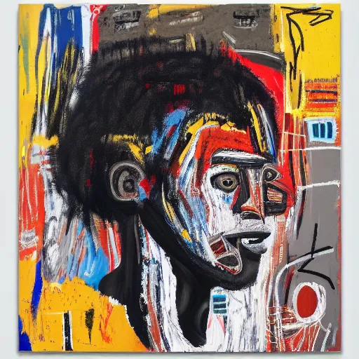 Image similar to A extremely highly detailed majestic hi-res beautiful immaculate head and shoulders painting of a strong black african man by Jean-Michel Basquiat, 8k, high textures, hyper sharp, insanely detailed and intricate, super detailed, 4k HDR high quality