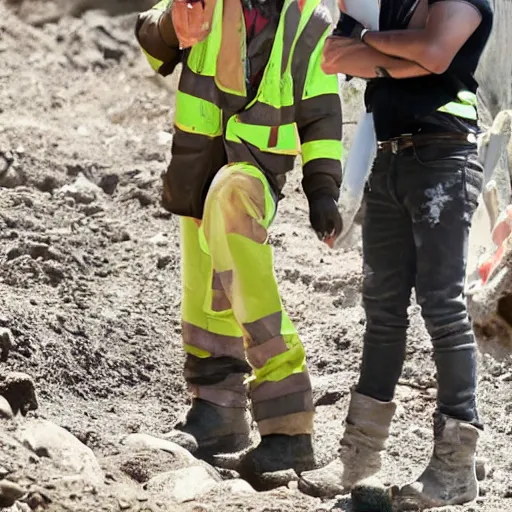 Prompt: glamorous harry styles working in a mine