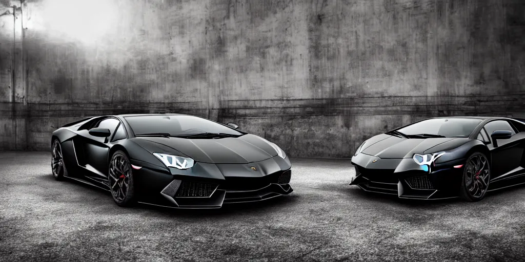 Image similar to Black Color Of A Lamborghini Aventador, unreal 5, hyperrealistic, realistic, photorealistic, dynamic lighting, highly detailed, cinematic landscape, studio landscape, studio lighting