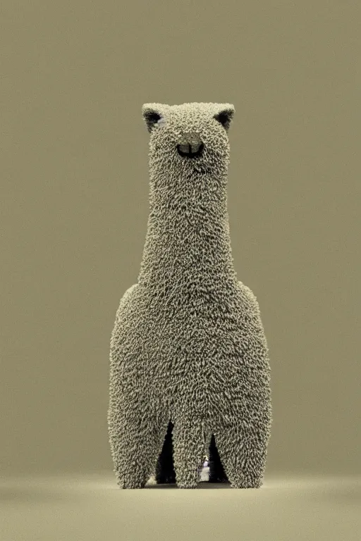 Prompt: Scanning tunneling electron microscopy image carbon nanotube pyramidal structure symmetrical nano-scale sculpture furry llama portrait in Scanning tunneling microscope, carbon nanostructure, scan