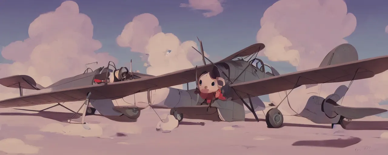 Image similar to baby harp seal pilot crashing airplane, japanese zero, 1 9 3 0 s, atey ghailan, goro fujita, studio ghibli, rim light, intense daytime lighting, clear focus, very coherent