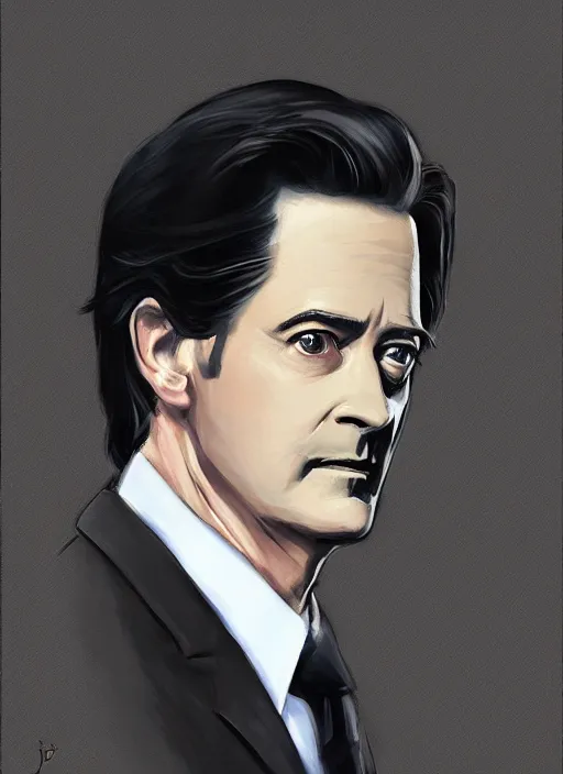 Prompt: portrait of kyle maclachlan as dale cooper by phil noto