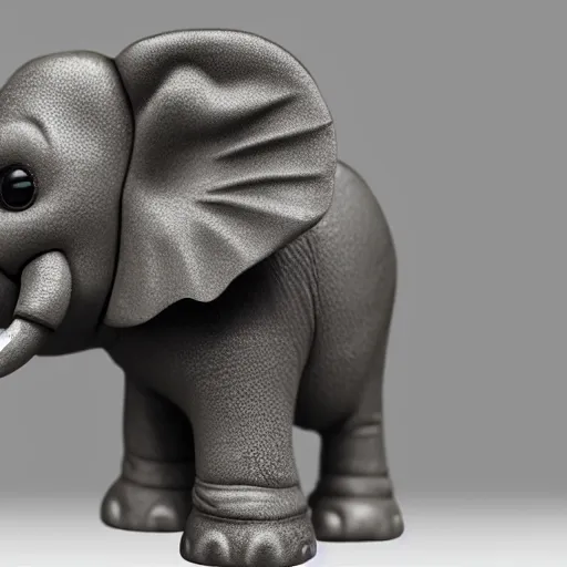 Image similar to a funko pop elephant, side view, full body, 4 k, highly detailed, subject centered, uncropped, artstation trending
