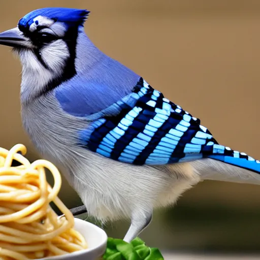 Image similar to bluejay eating spaghetti