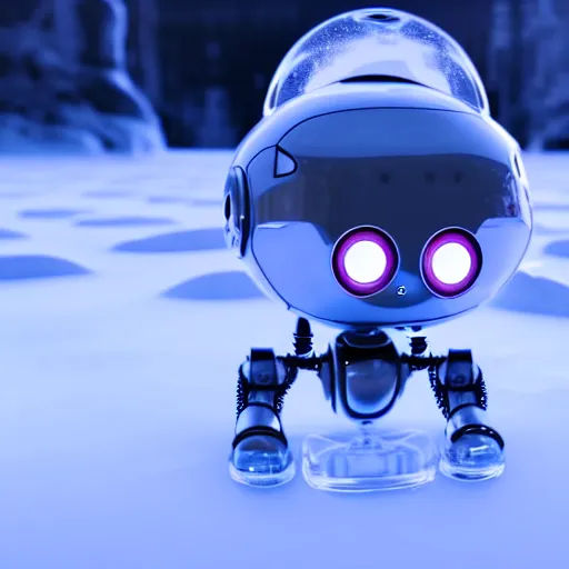 Prompt: a cute little robot is made of ice. super realistic 8 k render of a elegant, cinematic composition