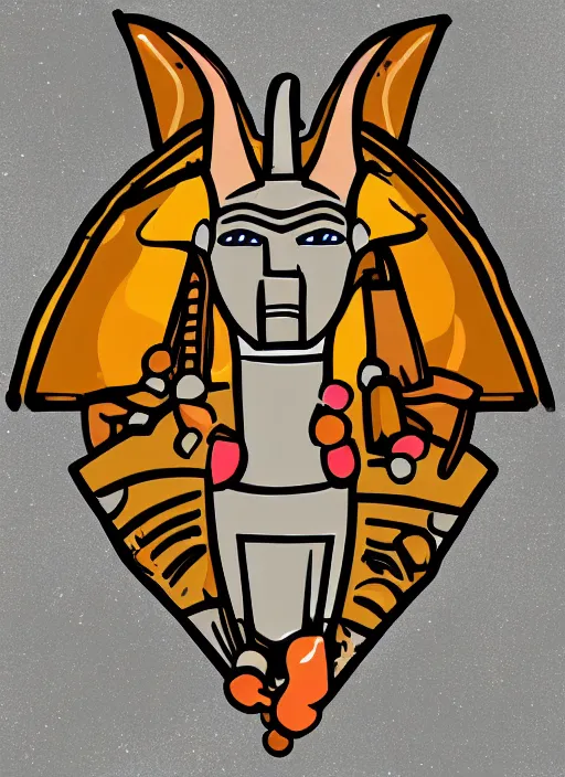 Image similar to a cute anubis god, digital art, iconic icon, 2 d vector logo, cartoon