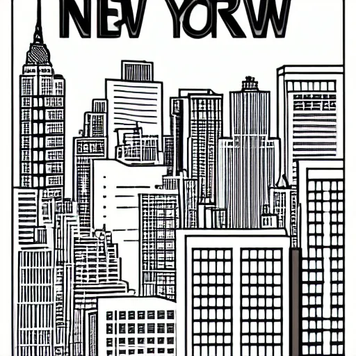 Prompt: line art of New York City, cover art, minimalist