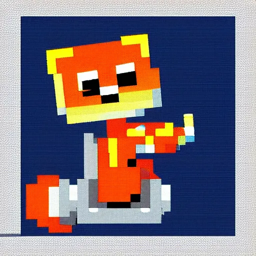 Prompt: a fox meeting a wall-e in mars , pixel art