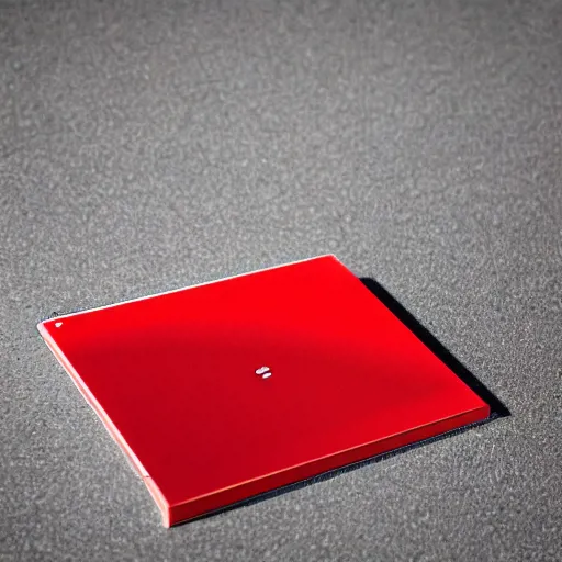 Image similar to close photograph of a cd cover with a small red rectangle on its side