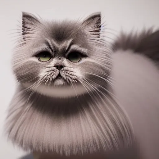 Image similar to still photo of a cute persian cat, highly detailed, photorealistic portrait, bright studio setting, studio lighting, crisp quality and light reflections, unreal engine 5 quality render