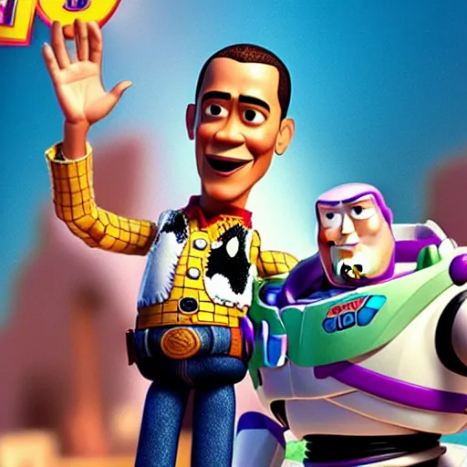 Prompt: Obama as a toy in the movie Toy Story