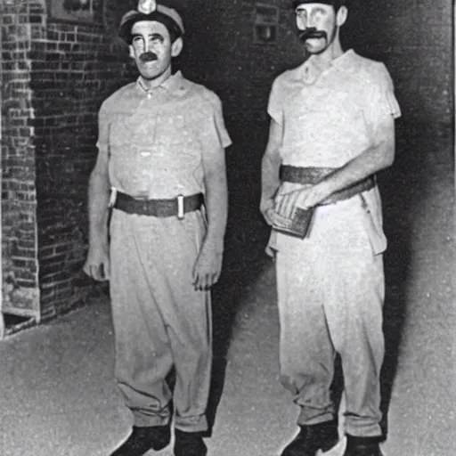 Image similar to mario and luigi receiving their citizenship on ellis island 1 9 3 8