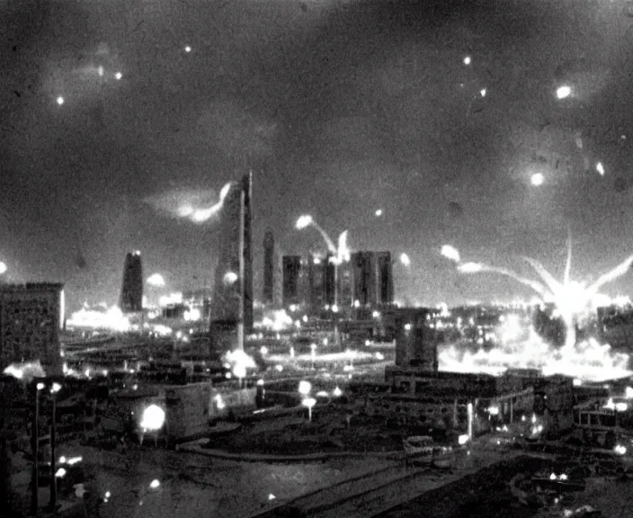 Image similar to Pulgasari the North Korean starfish monster destroying Pyongyang city, volumetric lighting, filmstill, produced by Kim Jong-il, Kodachrome, kaiju-eiga, monster movie, communist propaganda, film noir, 35mm film grain, Cooke Varotal 20-100mm T3.1, in the style of Ishirō Honda and Stanley Kubrick