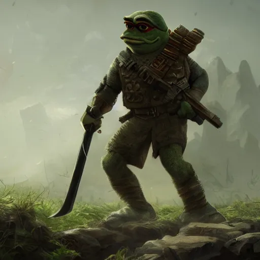 pepes the in combat, matte, painting, trending on | Stable Diffusion ...