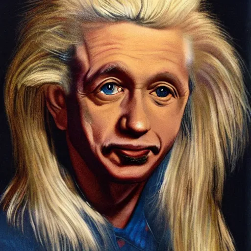 Prompt: blonde einstein portrait