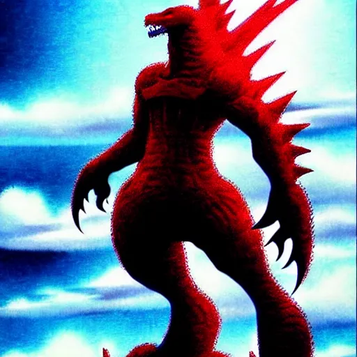 Prompt: godzilla as an evangelion mecha, anime, hyperrealistic, ultra detailed, make it like it was created by dall - e 2