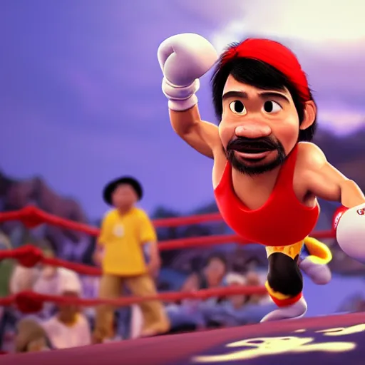 Image similar to manny pacquiao as a pixar disney character from up ( 2 0 0 9 ), unreal engine, octane render, 3 d render, photorealistic