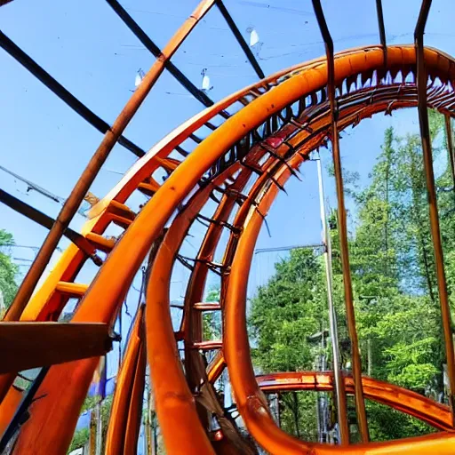 Image similar to Wooden Rollercoaster, pov cam