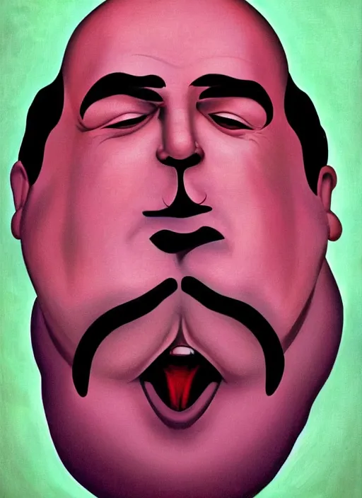 Prompt: grimace ( obese purple guy ) on a soviet russian propaganda poster, illustration, airbrush, joseph stalin, detailed oil painting by greg rutkowski