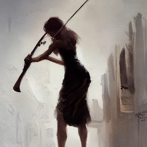 Prompt: girl with a cello instead a body by greg rutkowski