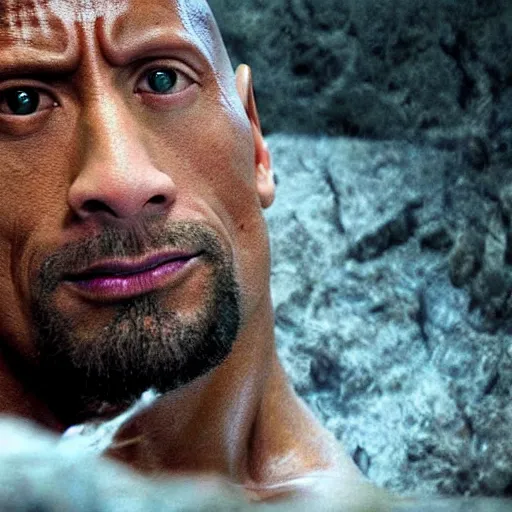 Image similar to dwayne johnson as the monster under the bed